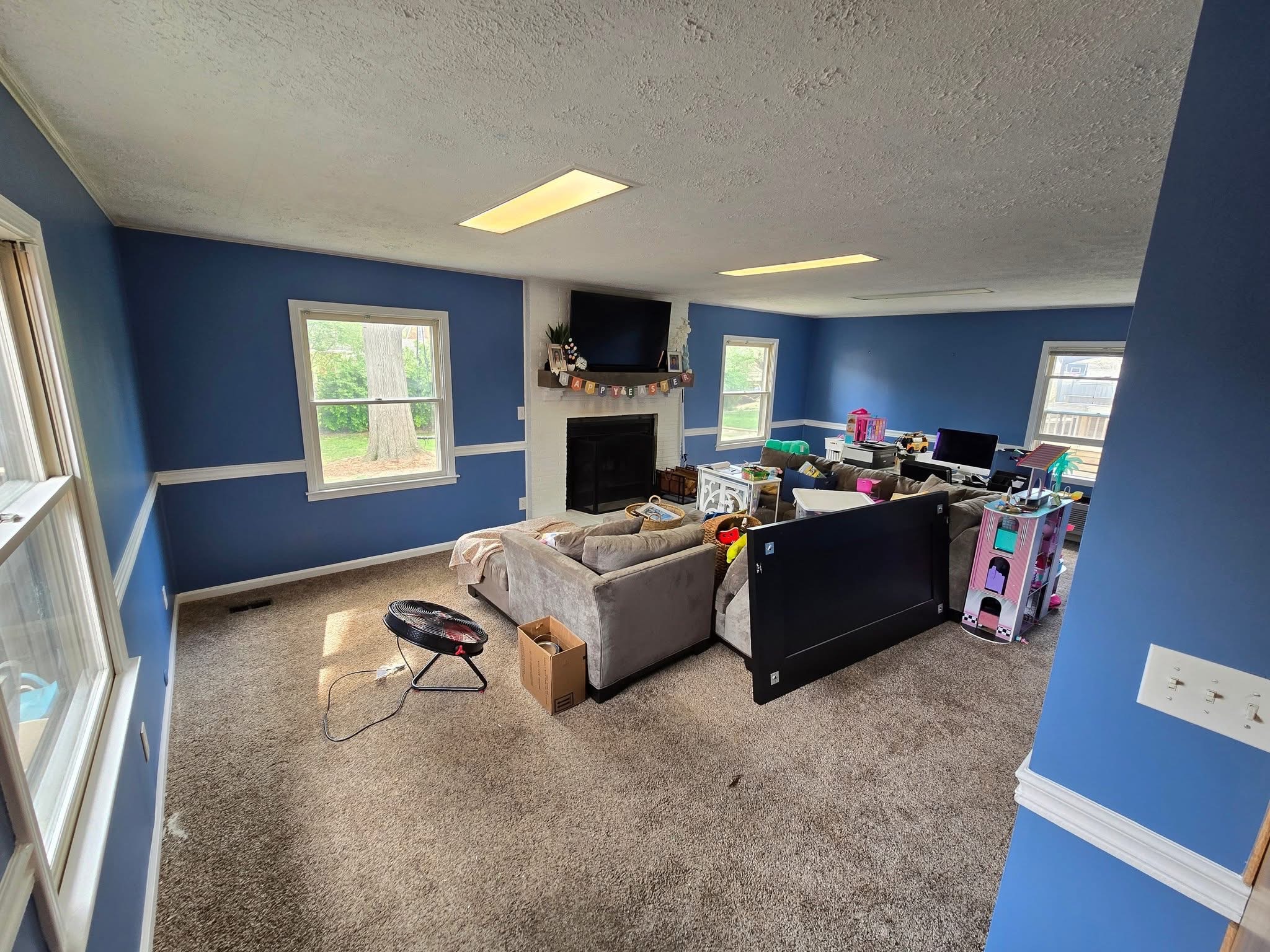 Blue walls, bright trim
